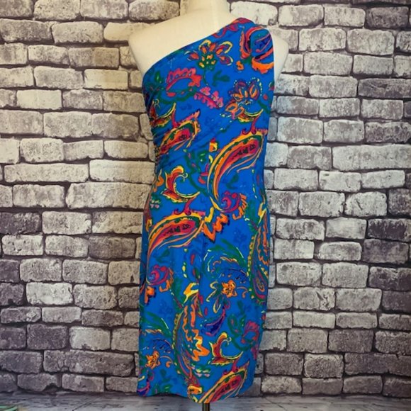 DONATED✨HPx2✨ Ralph Lauren One-Shoulder Multi-colored Dress Size 8 💙💗💛💚 - Picture 8 of 11